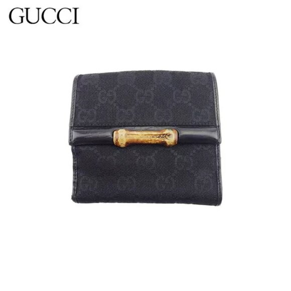 GUCCI W hook wallet GG canvas beige canvas x leather Authentic Used - Picture 1 of 9